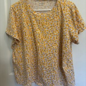 100% cotton floral yellow t-shirt size XL
